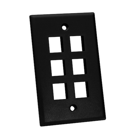 Quest Technology International Keystone Wall Plate, Single-Gang - 6 Ports, Black NFP-1061